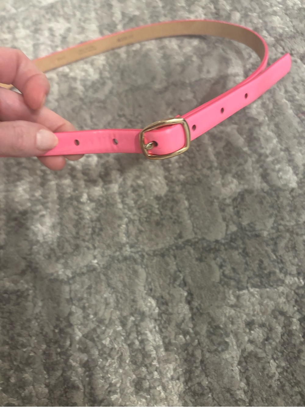 J.Crew Pink Slim Leather Belt with Gold Buckle - Women's Accessory